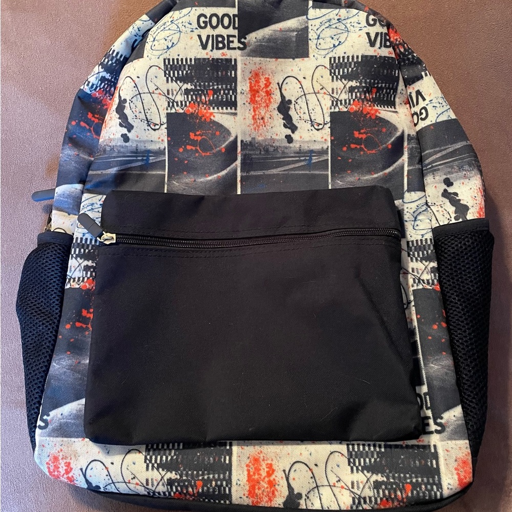 Navy & Orange good vibes lightweight Backpack